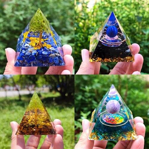 Handmade Energy Generator Crystal Orgone Pyramid Gather Luck Wealth Yoga Meditation Stone Home Desktop Office Art Craft Decor