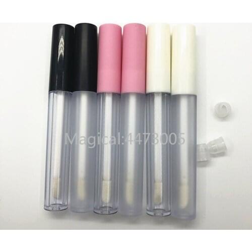 2.5ML Plastic Frosted Empty Lipgloss Tube White Lid,Clear Cosmetic Lip Gloss Container,Refillable Bottle pink lip gloss tubes