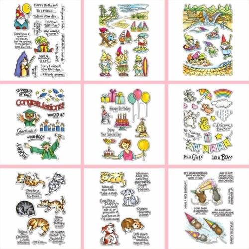 4*6 inch Clear Transparent Stamps Gnome Surfing Swimming Summer Resort Birthday Ornament Rat Cat Dog Animal Words Sentences 2020