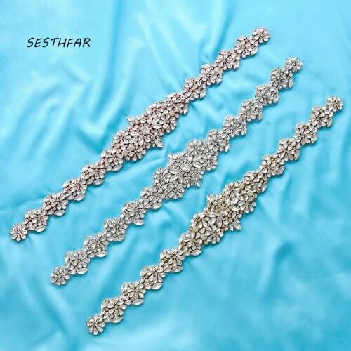 Handmade Bridal Sash Crystal Rhinestone With Pearls Trim For Wedding Dress Belt Crystal Rhinestone Accessory F168