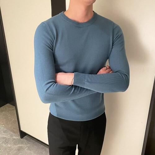 2021 Autumn Winter Sweater Men Long Sleeve Slim Fit Knitted Pullover Korean Fashion Business Casual Streetwear Men Clothing