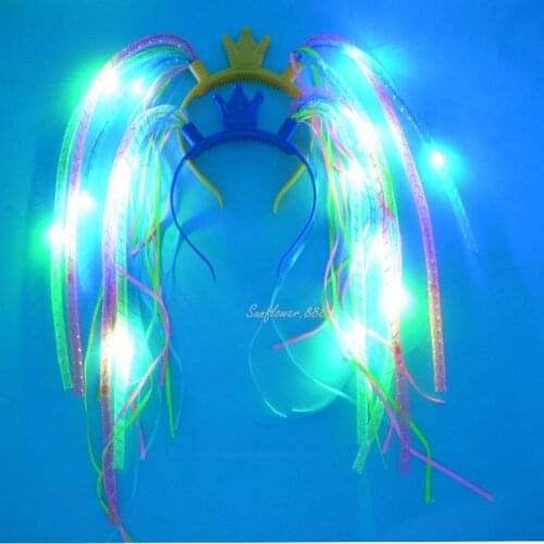 Light-Up Hair Extension Noodle Headband LED Flashing Rave Braid Party Halloween Carnival