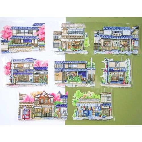 Vintage Japanese House Clear PET Tape for Card Making DIY Scrapbooking Decorative Sticker