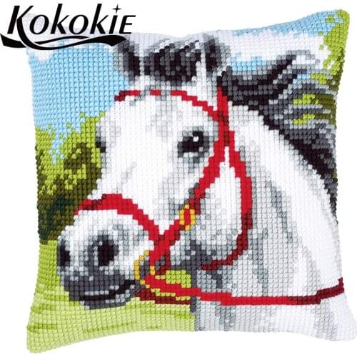 Cartoon cross stitch pillow making kits handicraft embroidery yarn knitting pillowcase throw pillow embroider needlework kits