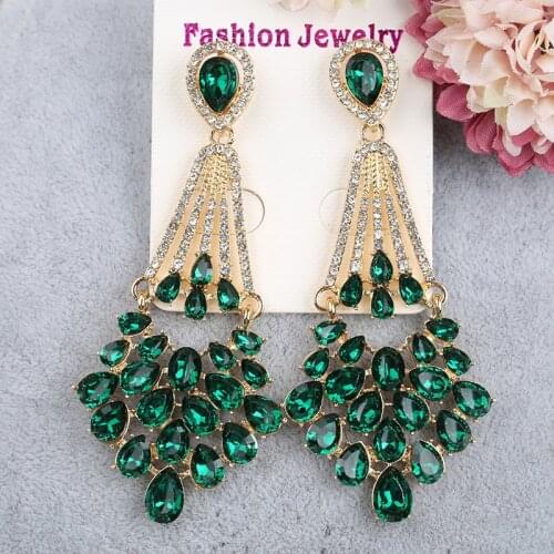 High quality all-rhinestone earrings for women with sparkling geometric crystal earrings fashion wedding party jewelry gift 2021
