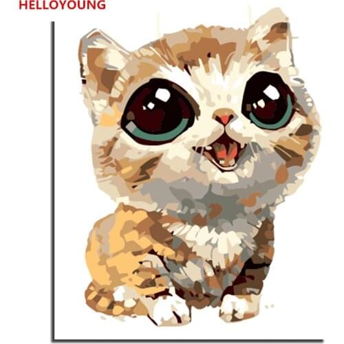 YH083 Cat Kitten Animal Diy Digital Oil Painting By Numbers Modern Wall Art Canvas Painting Unique Gift Home Decor 40x50cm