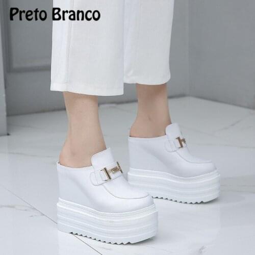 PRETO BRANCO 2020 Summer Fashion Increase Slope Heel Womens Shoes Shallow Mouth Thick Bottom Casual Womens Sandals ZYW