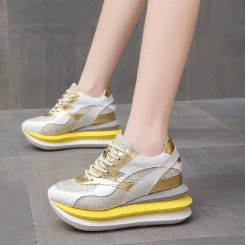Women 6cm Breathable Lace Up Platform Sneakers Spring Summer Cause Shoes Woman
