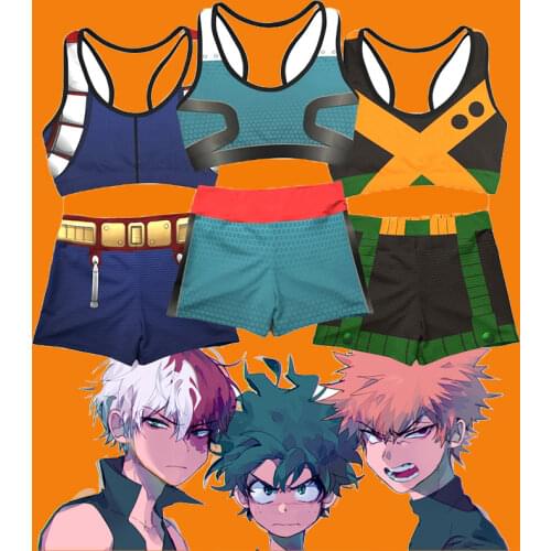 Three Styles Womens My Hero Academia Vest Jacket Shorts Thin Section Show Figure Sportswear Fitness Running Leisure Suit