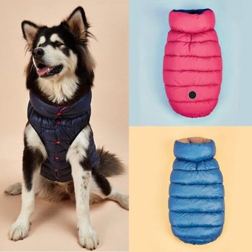 Winter New Double-Sided Dog Down Jacket Reflective Dog Jacket Pet Chihuahua French Bulldog Padded Vest Two-Tone Cotton Jacket