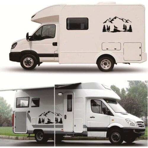 1 PIECE 60X32CM Car Body Stripes Sticker Mountains Forest Animals Moonlight Decoration