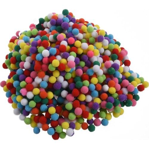 1000 Pcs 10mm Mixed Color Soft Fluffy Pom Poms Pompoms for kids Crafts