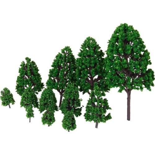 12pcs 1/50 Scale Green Train Toys Set Scenery Landscape Model Tree 1.2 - 6.3inch