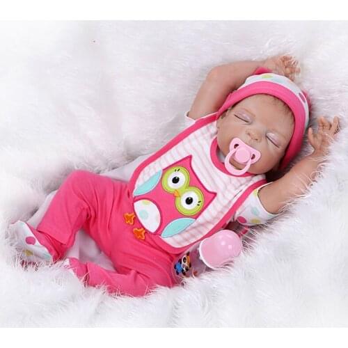 22inch Full Silicone Reborn Baby Boy Dolls with Closed Eyes Lovely Vinyl Baby Dolls Toy Kids Gift Brinquedos Juguetes