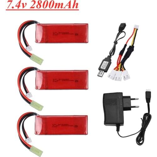 2S 7.4V 2800mAh Lipo Battery For Feilun FT009 RC Boat Parts 7.4 V 2800 Mah 25c RC Toys Battery Charger Set For Huangqi 959 948