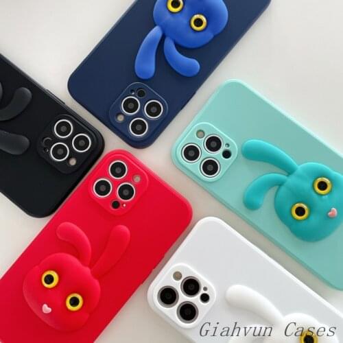 3D Cute Rabbit bunny Phone Case For iphone 12 Pro Max 11 ProMax 5 Mini 6S 7 8 Plus X XR XS Max SE 2020 Cover