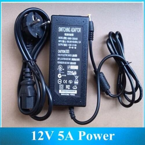 AC100-240V to DC12V 5A 60W Power Adapter Transformer EU/AU/UK/US Plug Power Cord 50PCS