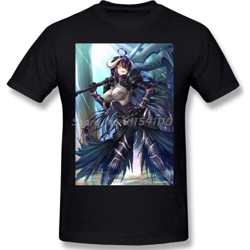 Albedo T-Shirt Men Birthday Gifts Funny Tees O Neck 100% Cotton OVERLORD Nazarick Kaiso Gadian Anime Clothes Humor TShirt