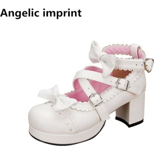 Angelic imprint handmade woman mori girl lolita cosplay shoes lady high heels pumps women princess dress party shoes 6cm 33-47