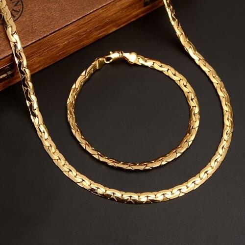 Bangrui New Jewelry Necklace bracelet Wholesale Trendy 7MM Width Cuban Chain Men Necklace Bracelet Ethiopian Jewelry Sets