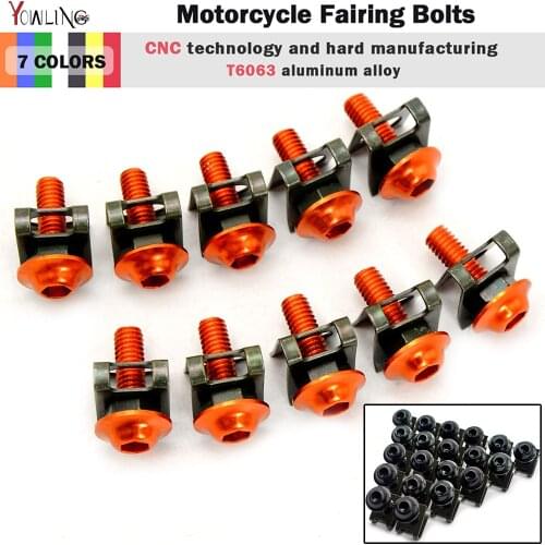 10 pcs 6mm orange Universal CNC Motorcycle Accessories Fairing body work Bolts Screws For 390 200 125 990