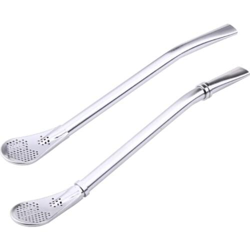 Stainless Steel Tea Filter Drinking Straw Spoon Yerba Mate Tea Straws Bombilla Gourd Reusable Tea Tools Washable Bar Accessories