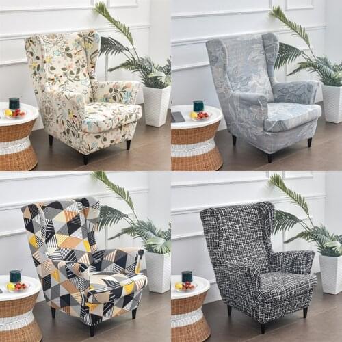Floral Sloping Arm King Armchair Cover Elastic Armchair Slipcover Wingback Wing Sofa Back Chair Cover Elastic Chair Slipcover