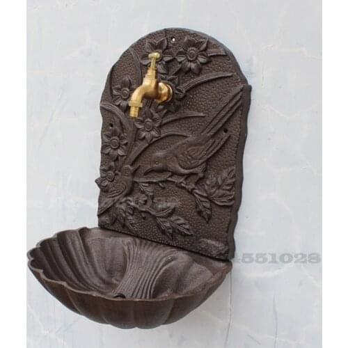 Rustic Cast Iron Wall Mounted Wash Basin Balcony Courtyard Retro Pool Wall Decoration Crafts Home Decoration