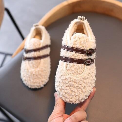 Kids Cotton-padded Shoes 2021 Winter Girls Princess Shoes Fashion New Childrens Plush Shoes Baby All-match Indoor Non-slip Warm