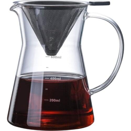 Ecocoffee 600ml Heatproof Glass Coffee Percolator with Matel Filter Barista V60 Coffee Maker