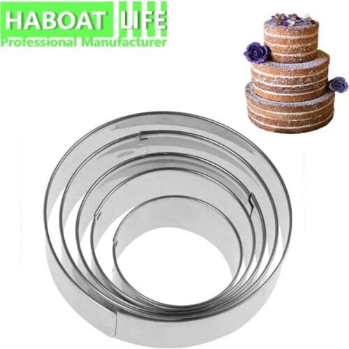 5pcs/set Round Cookie Cutter Stainless Steel Cake Mold Star Biscuit Mould Fondant Cutting Pastry Cutter Christmas D