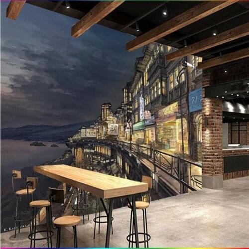 Beibehang Custom Photo Mural Wallpaper Hand-painted Cartoon Japan Osaka Street Japanese Food Background Wallpaper