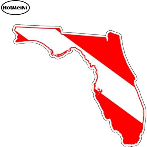 HotMeiNi 13cm x 13cm Car Styling Florida FL Scuba Diver Down Flag Sticker Bumper Decal Car Truck Boat Dive Laptop Waterproof