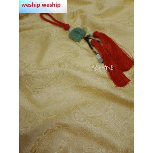 Chinese Classics cloud-pattern brocade jacquard Light yellow Satin silk fabric DIY patchwork bag Book cover Doll hanfu clothes