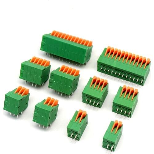 5PCS KF141V 141V 2.54mm Pitch PCB Straight Foot Connectors 2/3/4/5/6/7/8/9/10 Pin Spring Screless Copper Terminal Block