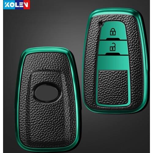 Leather+TPU Car Remote Key Full Cover Case Fob Keychain For Toyota CHR C-HR Prado Prius Camry Corolla RAV4 Avalon 2017 2018 2019