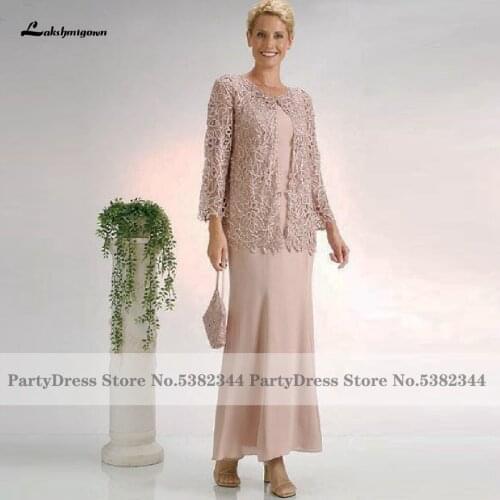 Lakshmigown Elegant Mother of the Bride Dresses with Lace Jacket 2020 Vestidos Largos Wedding Mother Evening Dress Floor Length