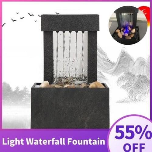 Small Desktop Decoration Indoor Landscape Waterfall Creative TableTop Fountain Ornament with Cobblestone Desktop Home Decoration