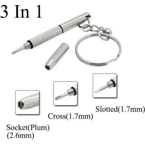 Mini 3 In 1 Screwdriver Multi-Function Screw-driver For Glasses Phone Watch Screw Repair Tool Keyring Keychain