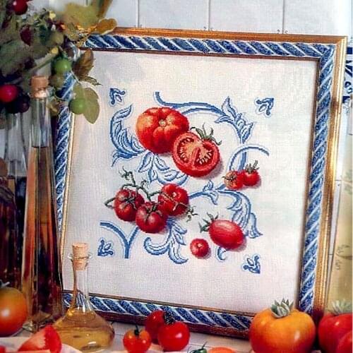 New in May Restaurant Decoration Embroidery Painting Fishxx Cross Stitch Kit S048 Tomato Delicious Fruit Handmade Bag