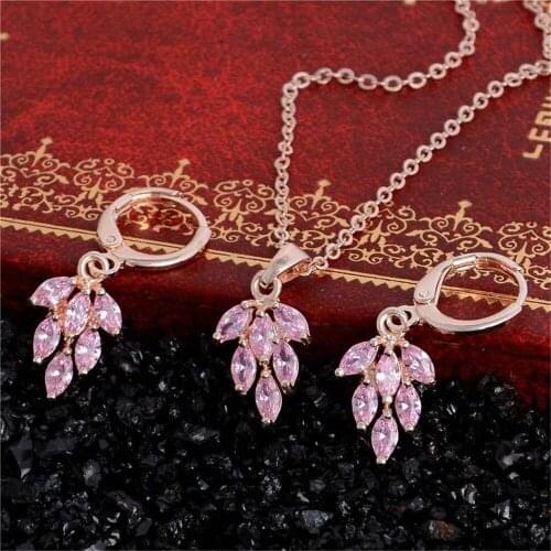 Bohemia Bridal Jewelry Sets Wedding Jewelry Leaf CrystalNecklaces Earrings Sets for Women Gift Party Wedding Jewellery