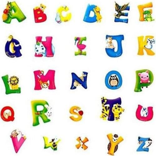42x23cm A-Z Alphabet Animals Wall Stickers For Kids Rooms Removable Home Decoration Wall Stickers Nursery Kids Room Wall Decor