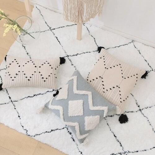 Nordic Moroccan Style Cushion Cover Handmade Embroidery Tassel Pillow Cover 45 * 45cm Sofa Pillowcase Hot Home Decoration
