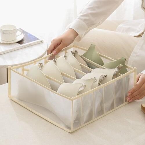 Nylon Mesh Underwear Organizer Drawer Closet Socks Storage Box Personal Bra Holder 6/7/11 Lattices Storage Basket for Scarf