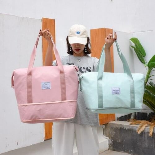 New Solid Color Fashion Womens Gym Bag Nylon Waterproof Yoga Bags Large-capacity Outdoor Travel Bags 2021