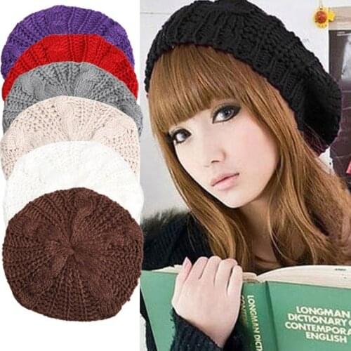 2016 New Fashion Winter Twisted Girl Beret Knitted Hat Keep Warm Cap for Women Girls 7 Colors