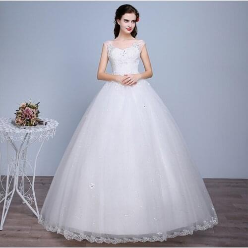 New Wedding Dress Elegant V-Neck Crystal Embroidery Sleeveless Pleat Floor-Length Lace Up Plus Size Wedding Gowns For Women G102