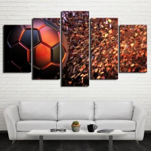 New Design HD Football Wall Art Print Red Metal Texture Football Oil Painting Canvas Pictures Sports Poster Soccer Style