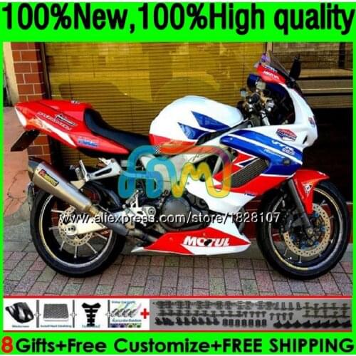 VTR1000F For HONDA SuperHawk VTR1000 F 97 98 99 White blue red 00 01 147BS.14 VTR 1000 F 1000F 1997 1998 1999 2000 2001 Fairings