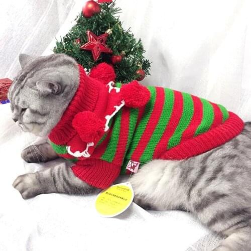 Fall/Winter High Quality Cat Warm Sweater Christmas Small Ball Pet Clothing Colorful Sweater For Cats And Dogs